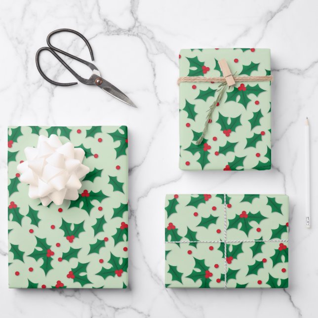 Hoja De Papel De Regalo Acebo (Anverso)