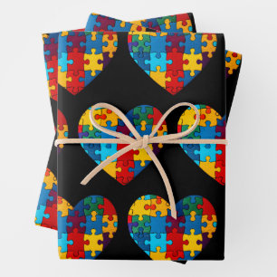 Hoja De Papel De Regalo Aceptación del puzzle del corazón del amor Autismo