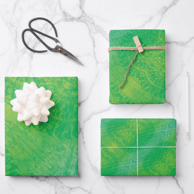 Hoja De Papel De Regalo Aceptación | Medallones de Boho azul verde amarill (Anverso)