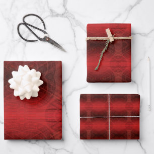 Hoja De Papel De Regalo Aceptación   Medallones de Meditación Roja