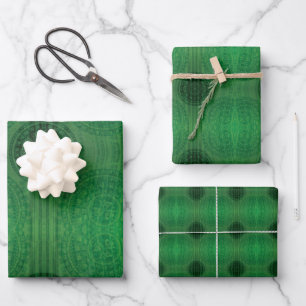 Hoja De Papel De Regalo Aceptación   Medallones de Meditación Verde