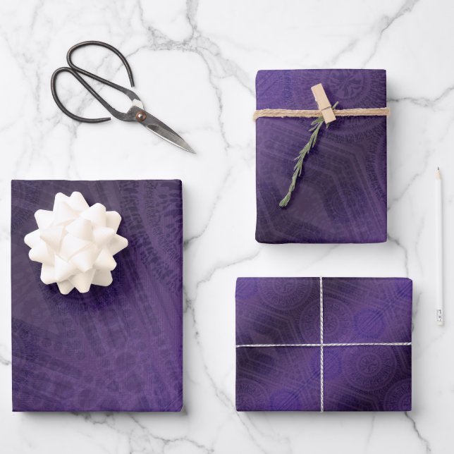 Hoja De Papel De Regalo Aceptación | Medallones de Meditación Violeta (Anverso)