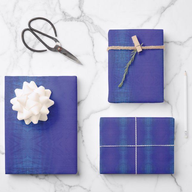 Hoja De Papel De Regalo Aceptación | Patrón Shibori Violeta Azul Índigo (Anverso)