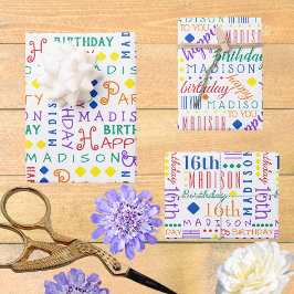 Hoja De Papel De Regalo Acervo lindo Auricular Cualquier Edad Añadir Nombr