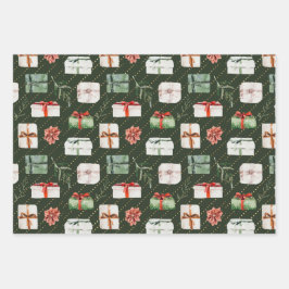 Hoja De Papel De Regalo Acogedores Navidades Chimenea, regalos y árboles f