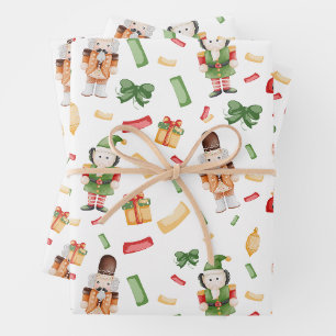 Hoja De Papel De Regalo Acralicos en acuarela de Navidad Cascanueces