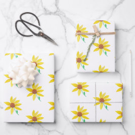Hoja De Papel De Regalo Acrarela de girasoles pintada a mano patrón bonito