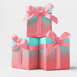 Hoja De Papel De Regalo Acua moderna y gradiente de coral