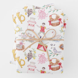 Hoja De Papel De Regalo Acuarela 12 días de Navidad foto