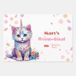 Hoja De Papel De Regalo Acuarela Caticorn Meow-Gical Cumpleaños