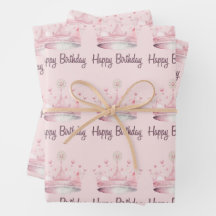 Acuarela Crown rosa Feliz cumpleaños