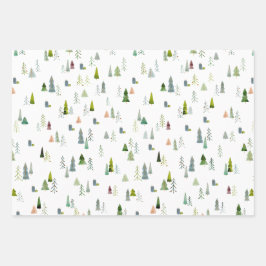 Hoja De Papel De Regalo Acuarela de árbol de Navidad