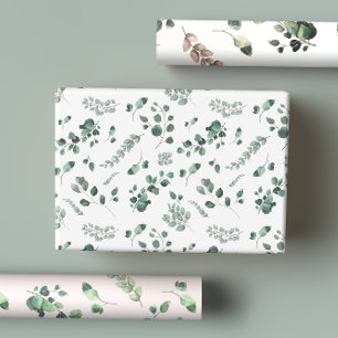 Hoja De Papel De Regalo Acuarela de eucalipto verde salvia y oliva