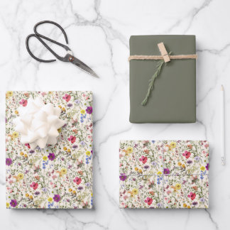 Hoja De Papel De Regalo Acuarela de flores silvestres