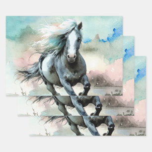 Hoja De Papel De Regalo Acuarela de majestuoso caballo de tiro