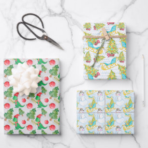 Hoja De Papel De Regalo Acuarela de Navidades para niños