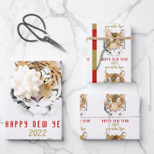 Hoja De Papel De Regalo Acuarela de tigre, año nuevo chino 2022, zodiaco