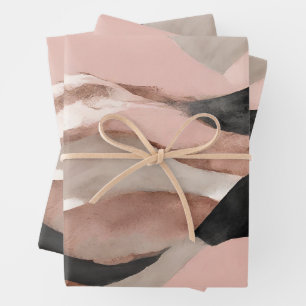 Hoja De Papel De Regalo Acuarela elegante abstracta rosa gris