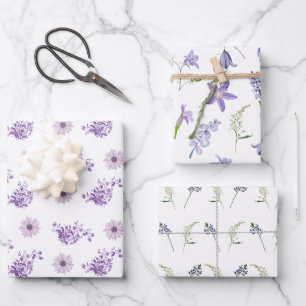 Hoja De Papel De Regalo Acuarela Flor Púrpura Rosa Floral Sale Boho