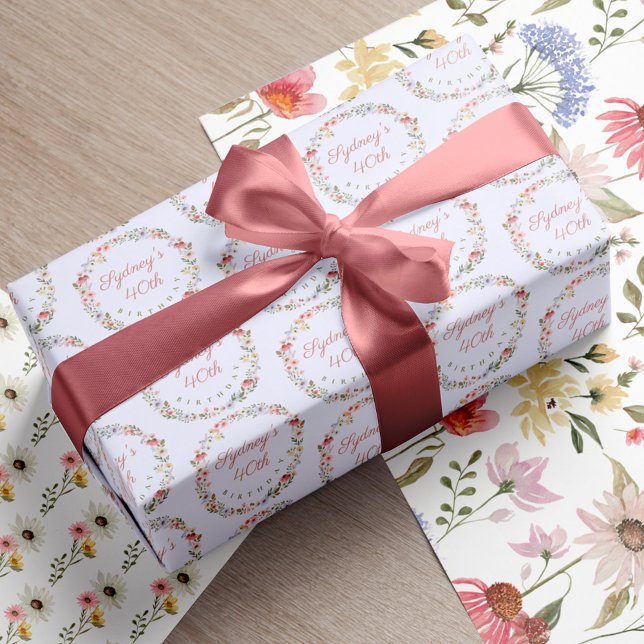 Hoja De Papel De Regalo Acuarela Flor silvestre Cumpleaños y nombre person (Subido por el creador)