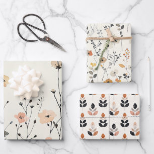 Hoja De Papel De Regalo Acuarela Flores silvestres Rústicas Estéticas Botá