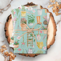 Acuarela Herrería Floral Herramientas Jardín Patró