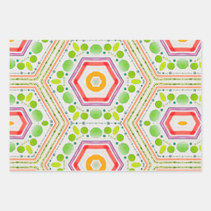 Hoja De Papel De Regalo acuarela hexagonal de arte