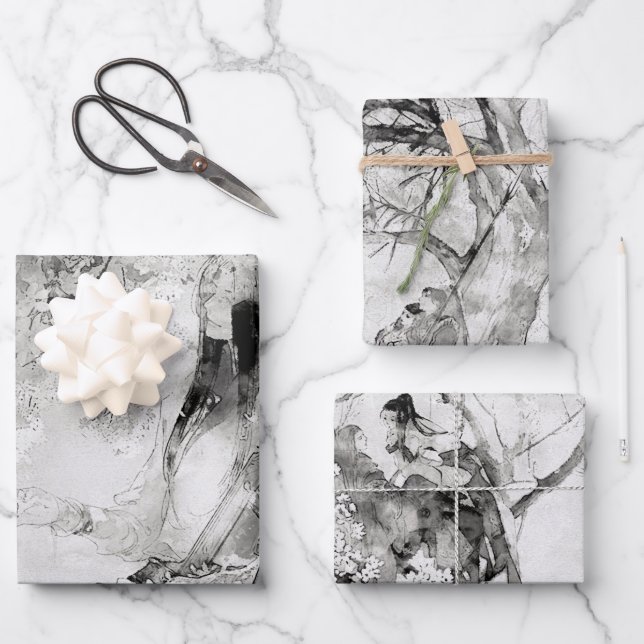 Hoja De Papel De Regalo Acuarela japonesa vintage (Anverso)