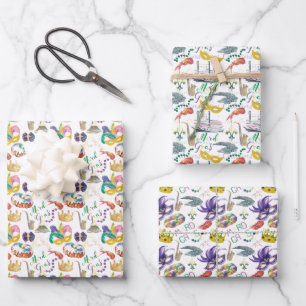 Hoja De Papel De Regalo Acuarela Mardi Gras tema