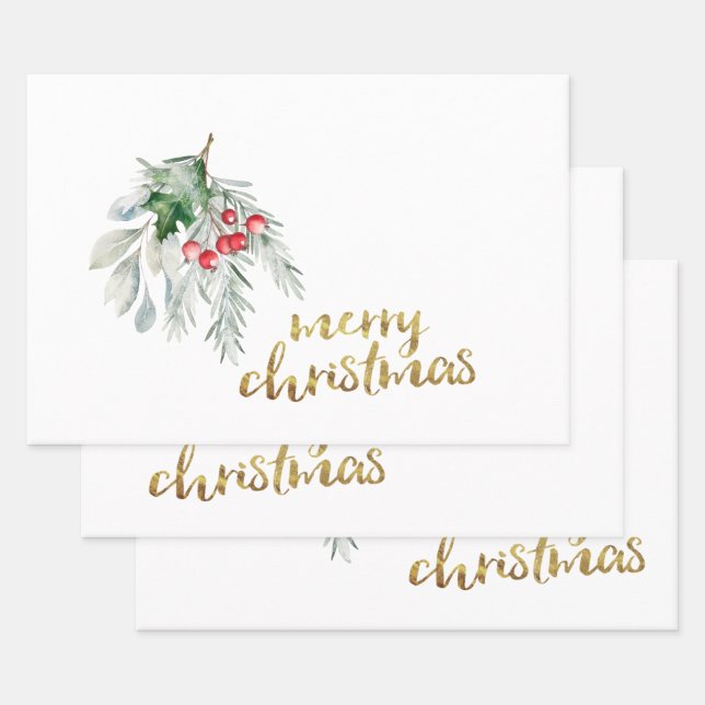 Hoja De Papel De Regalo Acuarela Mistletoe (Set)