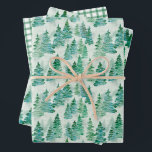 Hoja De Papel De Regalo Acuarela Misty Pine Christmas Tree Forest<br><div class="desc">Granja de árboles de Navidad y bosque de Navidades encantados en acuarela</div>