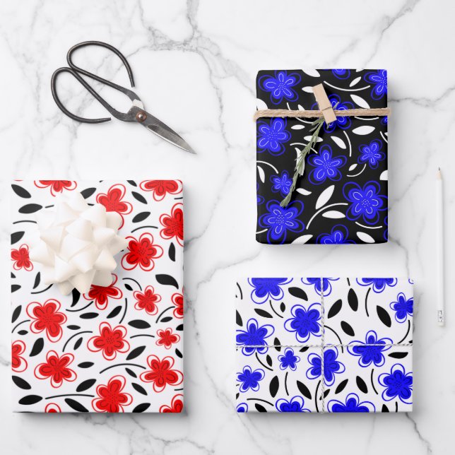 Hoja De Papel De Regalo Acuarela Moderna Flores Botánicas Florales Envoltu (Anverso)