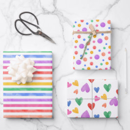 Hoja De Papel De Regalo Acuarela Patrón arcoiris