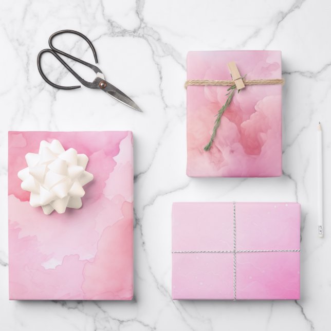 Hoja De Papel De Regalo Acuarela Rosa Pastel Precioso (Anverso)