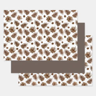 Hoja De Papel De Regalo Acuarela Rusa Pinecone