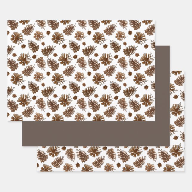 Hoja De Papel De Regalo Acuarela Rusa Pinecone (Set)