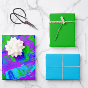 Hoja De Papel De Regalo Acuarelas abstractas de pavo real