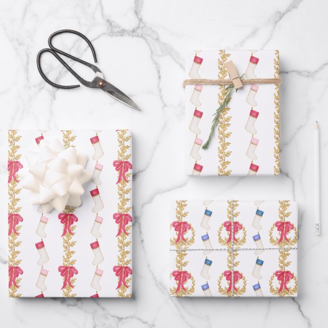 Hoja De Papel De Regalo Acuarelas y Garland (Anverso)