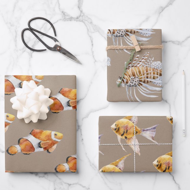 Hoja De Papel De Regalo Acuario acuático Kraft Paper 4 (Anverso)