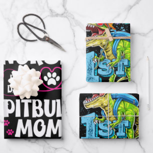 Hoja De Papel De Regalo Adorable enfermera de RN Mamá Pit Bull Pata Perro
