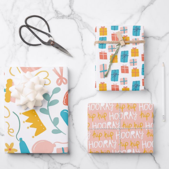 Hoja De Papel De Regalo Adorable regalo Crown Hip Hip Hooray (Anverso)