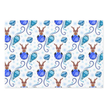 Adorable Reno de Navidad Azul Festivo