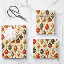 Hoja De Papel De Regalo Adorno de Navidad Diseño Dorado Colorido