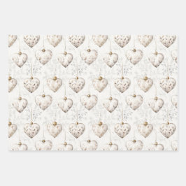 Hoja De Papel De Regalo Adornos Corazones Grises Crema Chic Boda