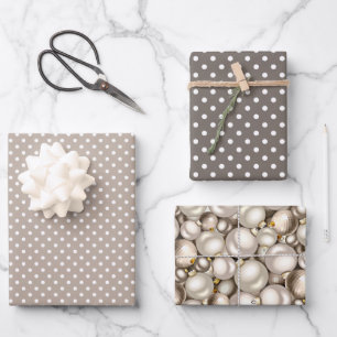 Hoja De Papel De Regalo Adornos de burbujas de marfil plateado dorado Patr