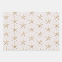 Hoja De Papel De Regalo Adornos de Navidad de Estrella de Menta Rosa Rubor