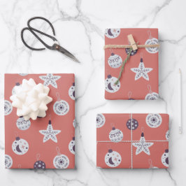 Hoja De Papel De Regalo Adornos Navideños Modernos Sueños Boho