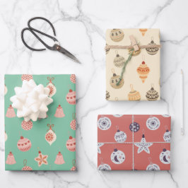 Hoja De Papel De Regalo Adornos Navideños Retro
