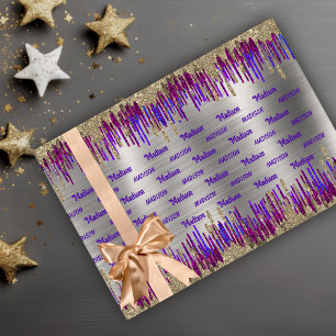 Hoja De Papel De Regalo Adoro de Purpurina púrpura brillante rosa