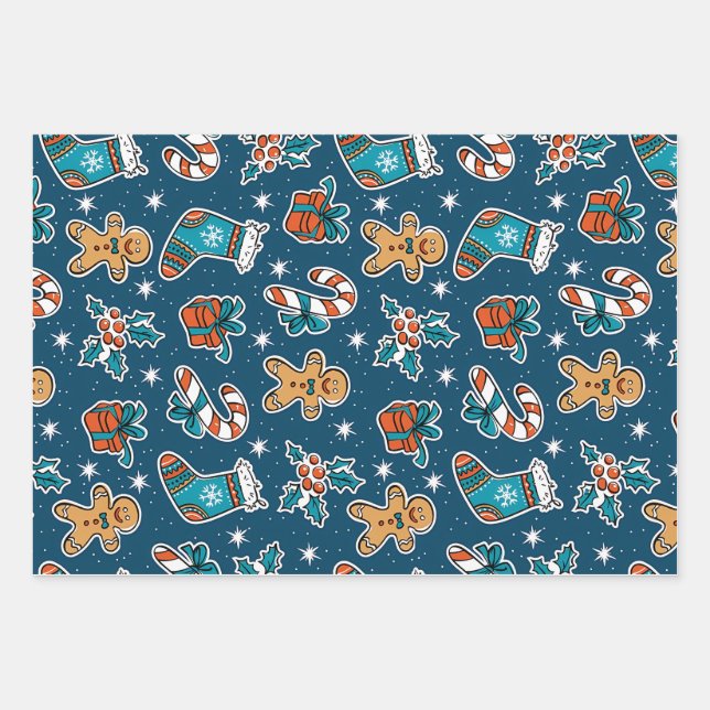 Hoja De Papel De Regalo Aesthetic Christmas Pattern Santa Candy (Anverso)